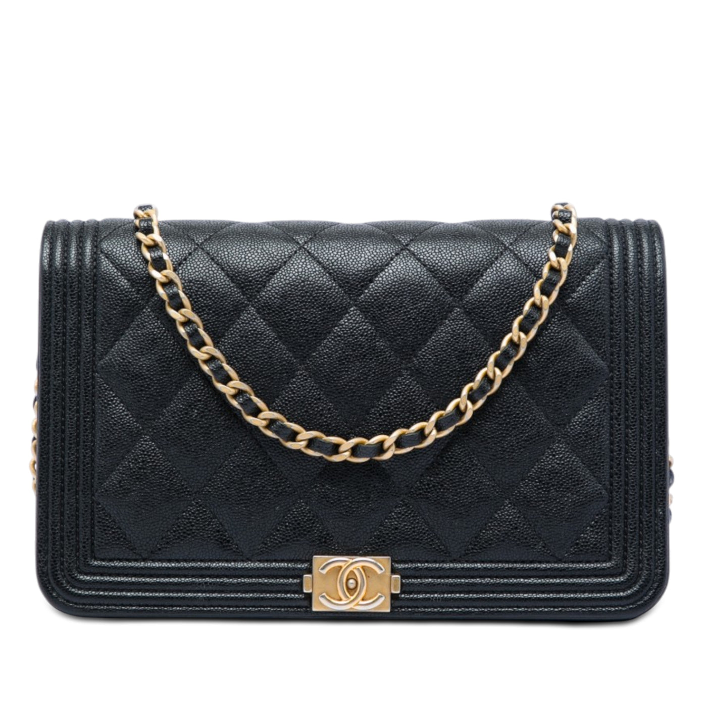 Quilted Caviar Boy Wallet on Chain - Image 1