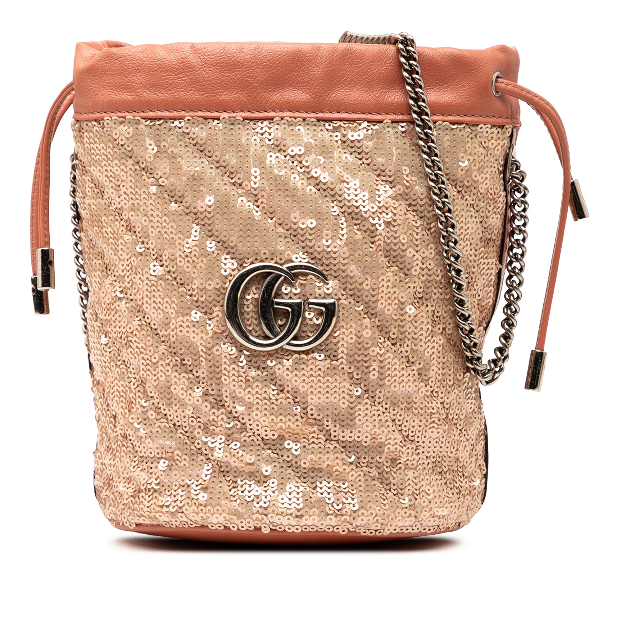Small GG Marmont Sequined Diagonal Matelasse Leather Bucket Bag - Image 1