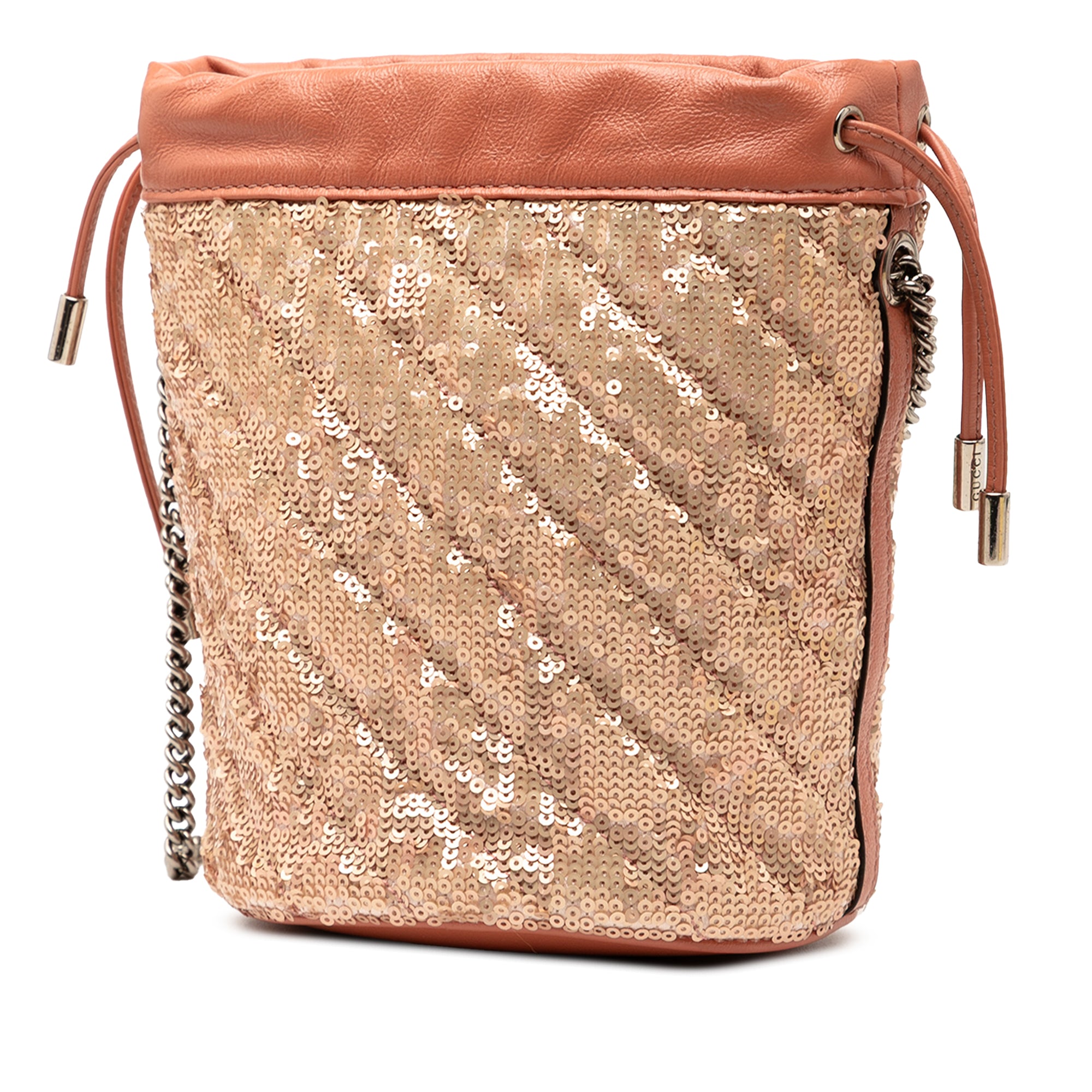 Small GG Marmont Sequined Diagonal Matelasse Leather Bucket Bag - Image 2
