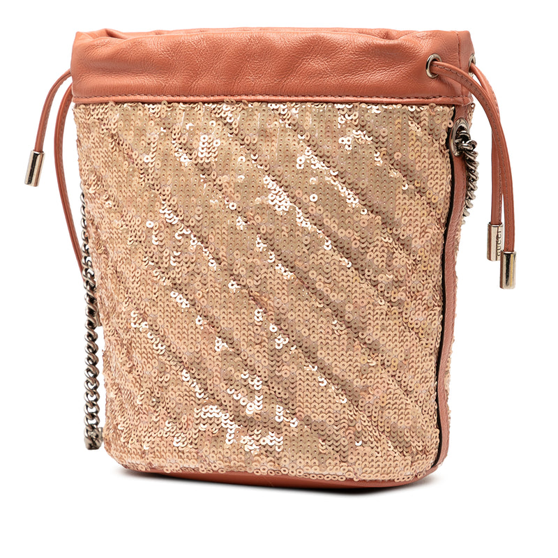 Small GG Marmont Sequined Diagonal Matelasse Leather Bucket Bag - Image 2