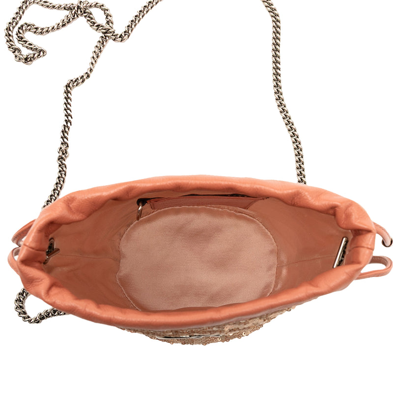 Small GG Marmont Sequined Diagonal Matelasse Leather Bucket Bag - Image 6