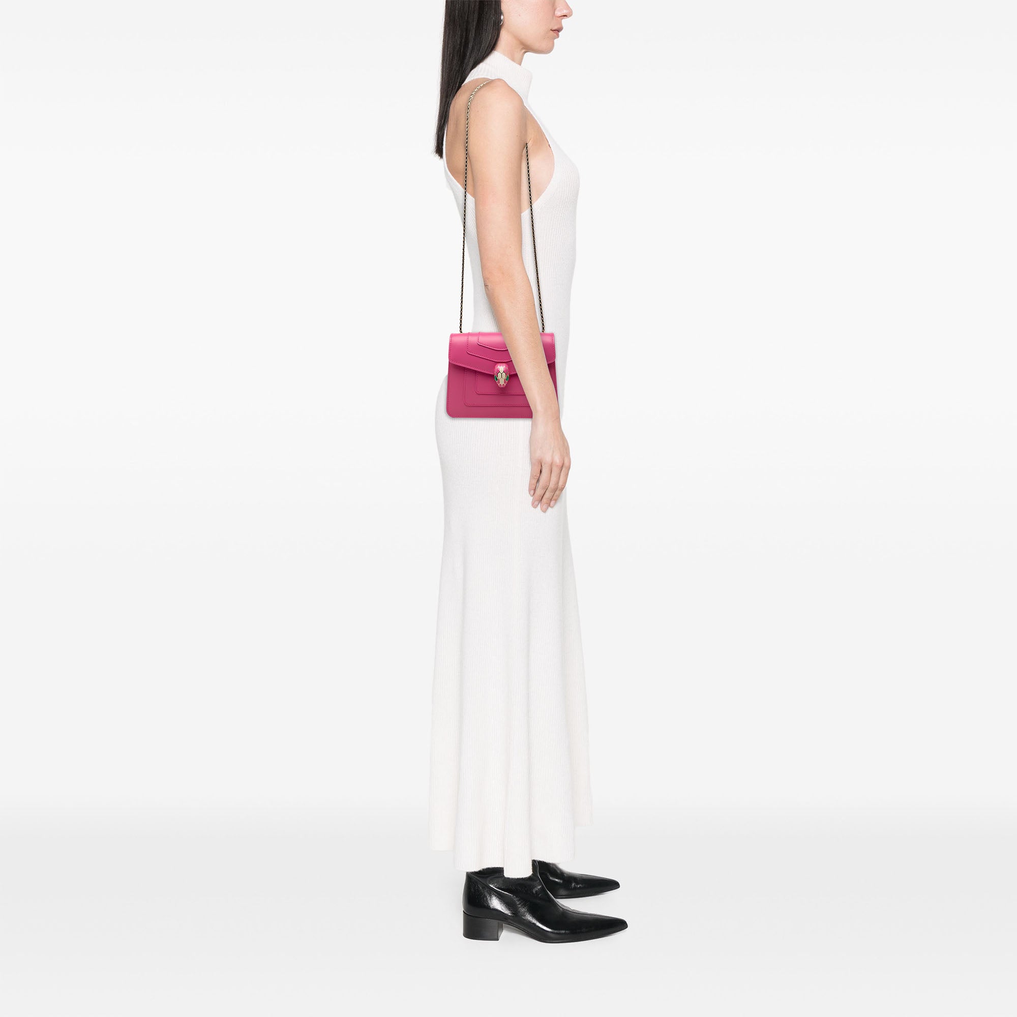 Small Leather Square Serpenti Forever Chain Crossbody - Image 6
