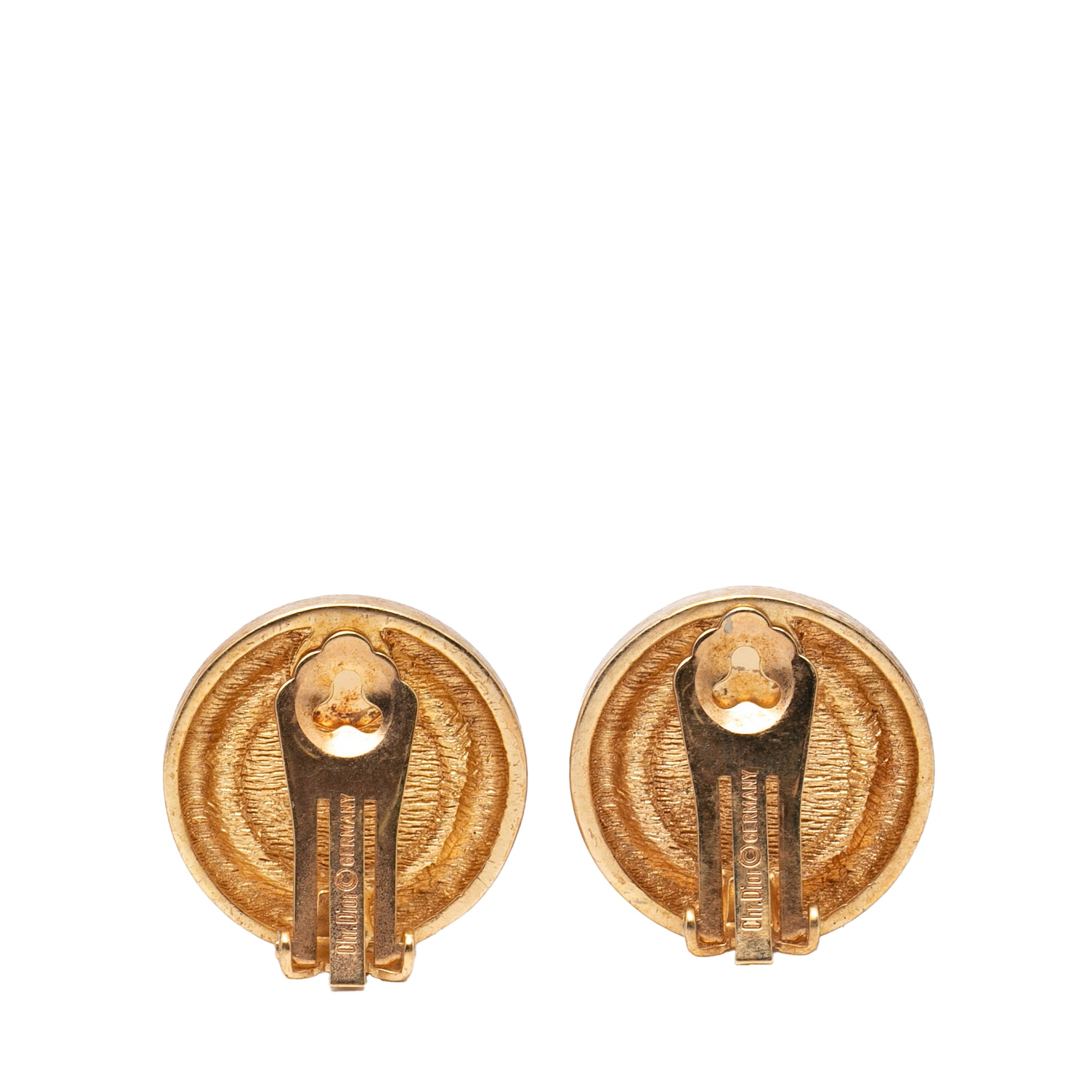 Gold Plated Strass CD Logo Clip On Earrings - Image 2