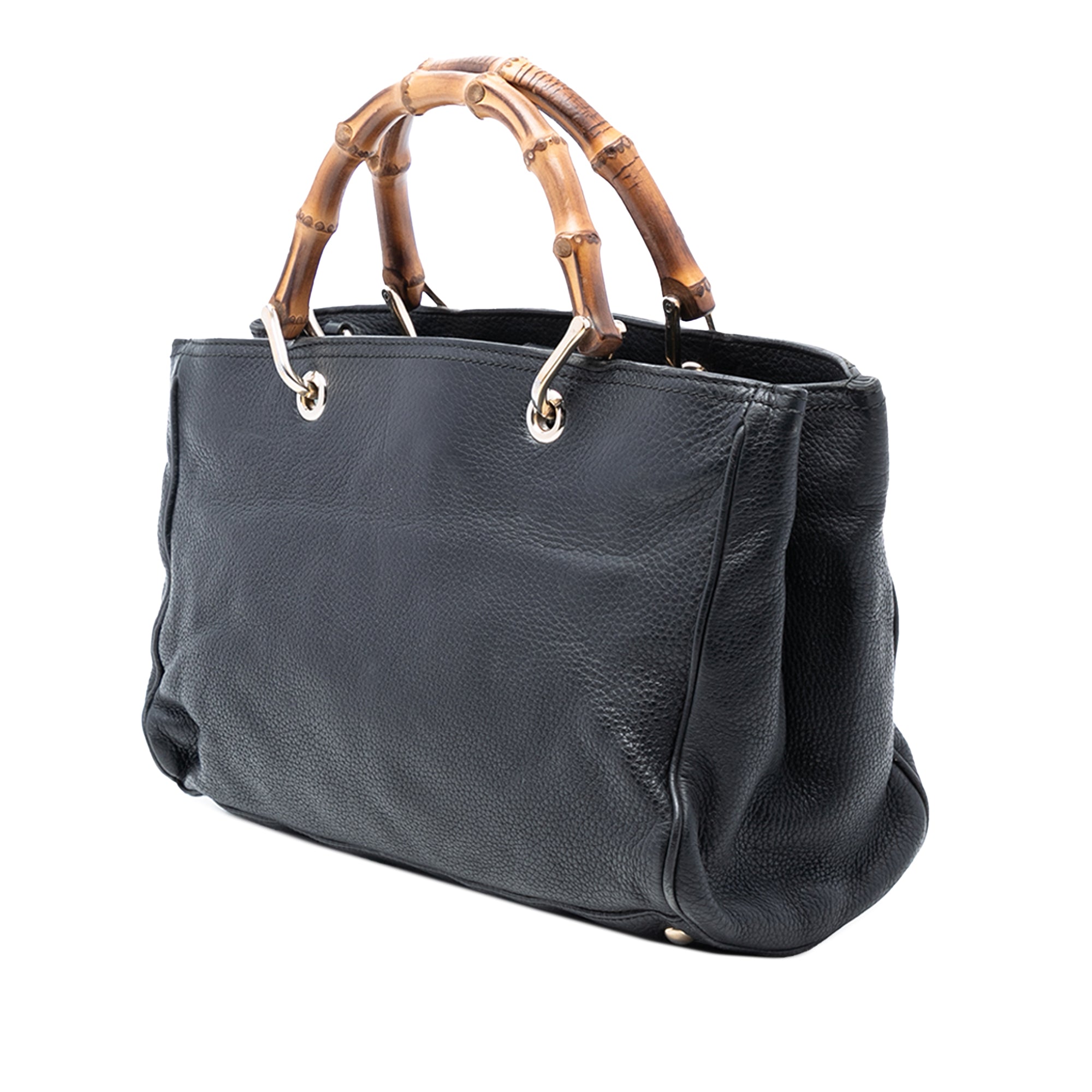 Medium Calfskin Bamboo Shopper Satchel - Image 2
