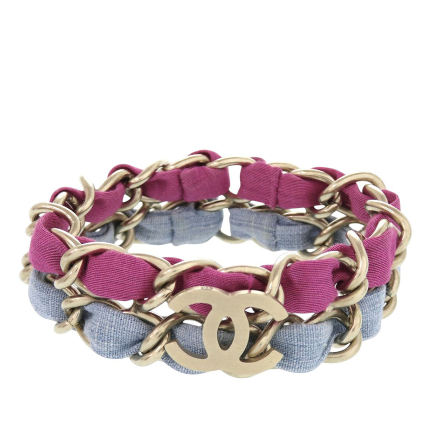 CC Brass and Fabric Woven Double Bracelet - Image 1