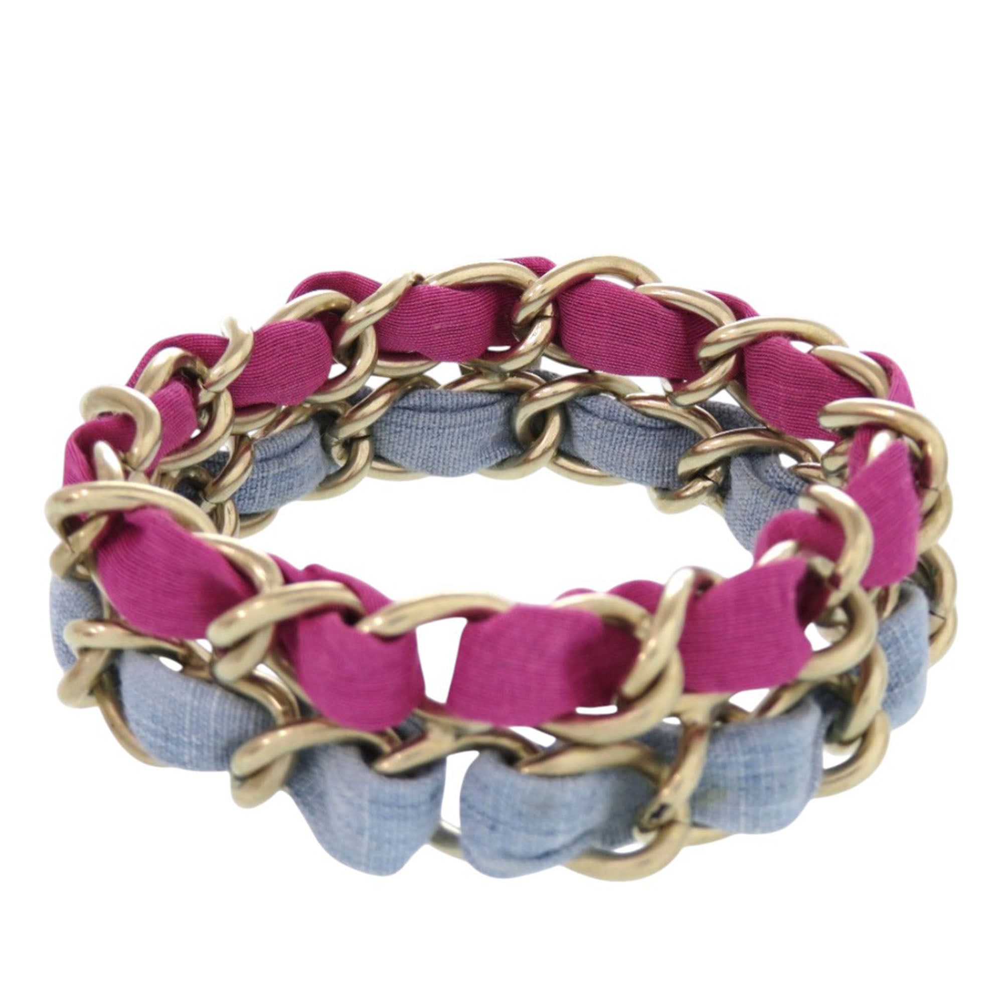 CC Brass and Fabric Woven Double Bracelet - Image 2