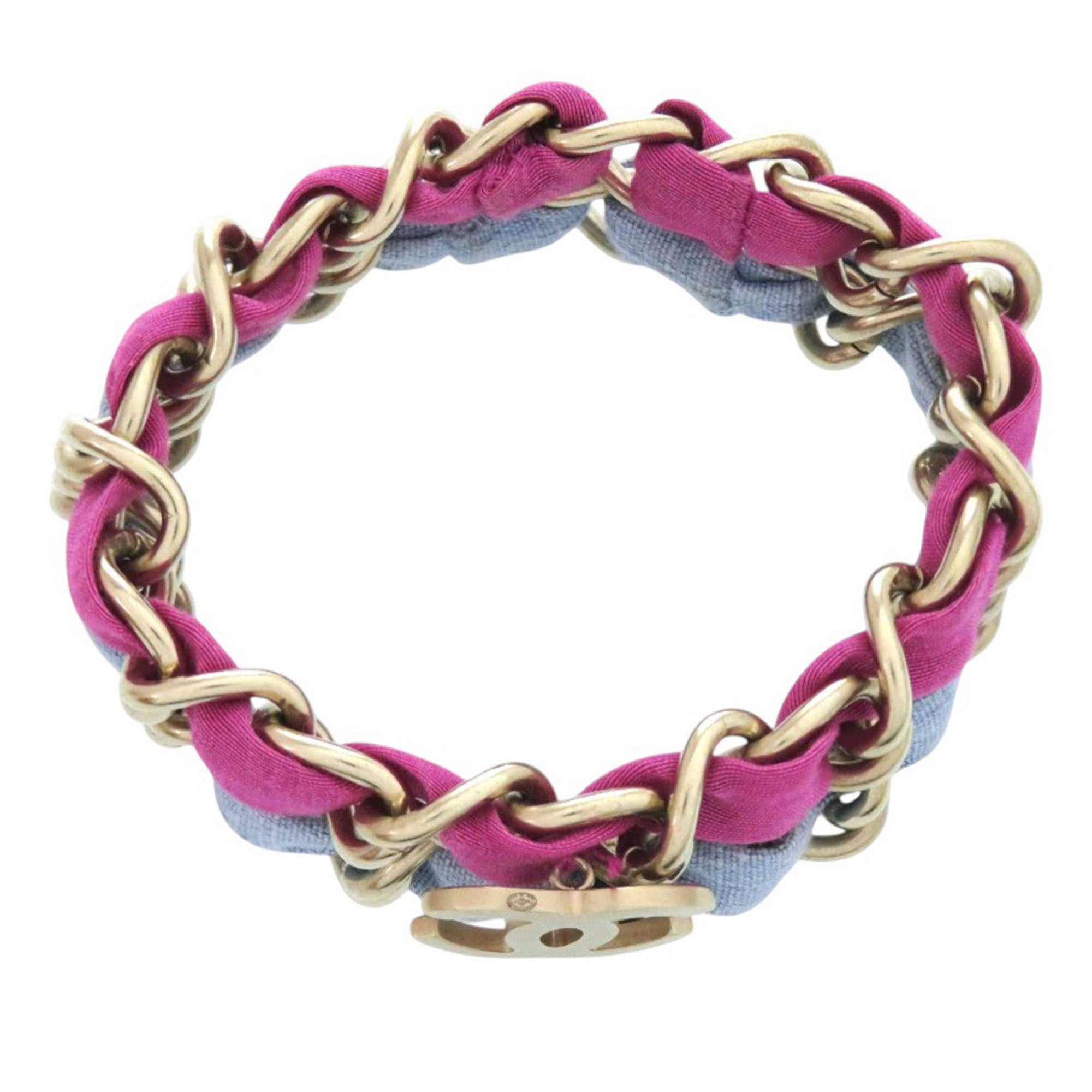 CC Brass and Fabric Woven Double Bracelet - Image 3