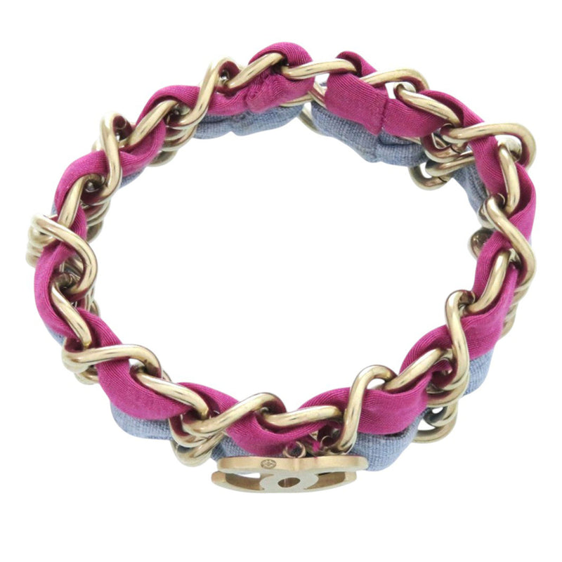 CC Brass and Fabric Woven Double Bracelet - Image 3