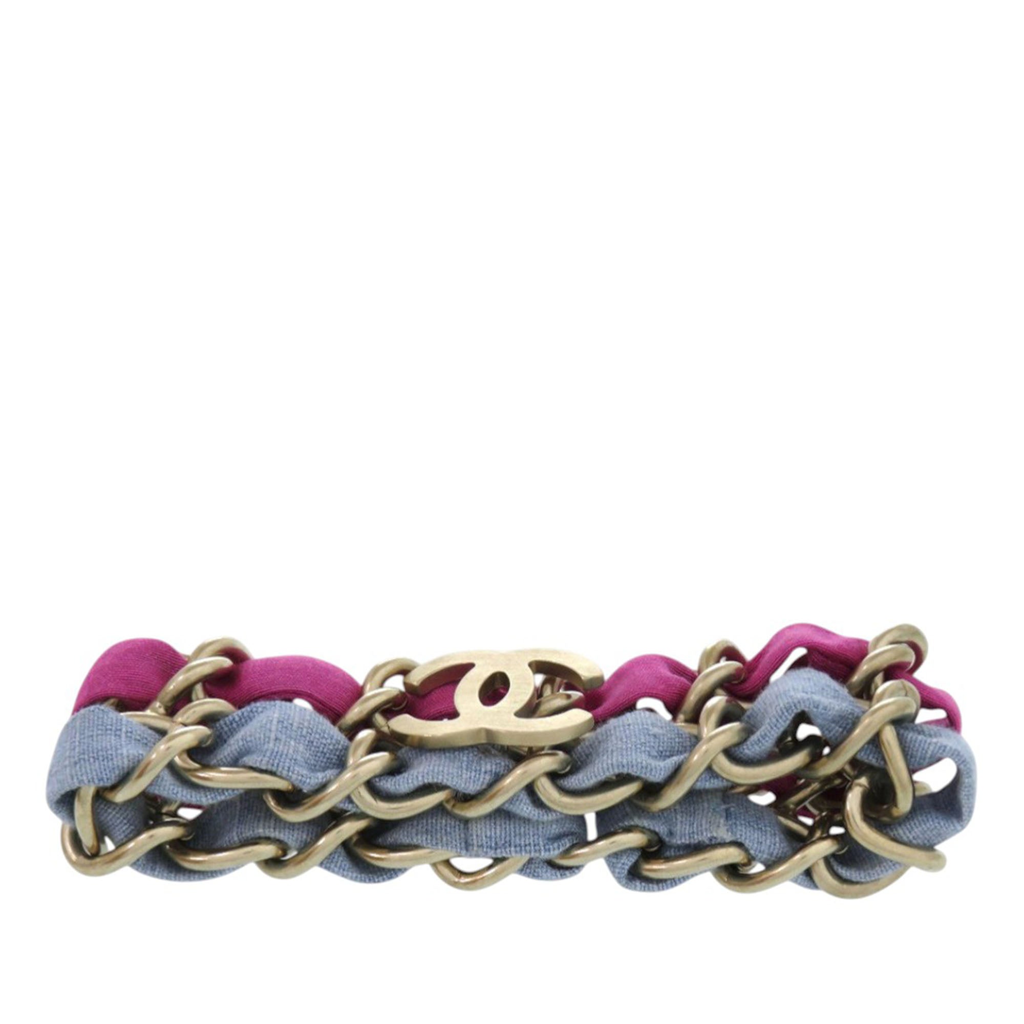 CC Brass and Fabric Woven Double Bracelet - Image 4