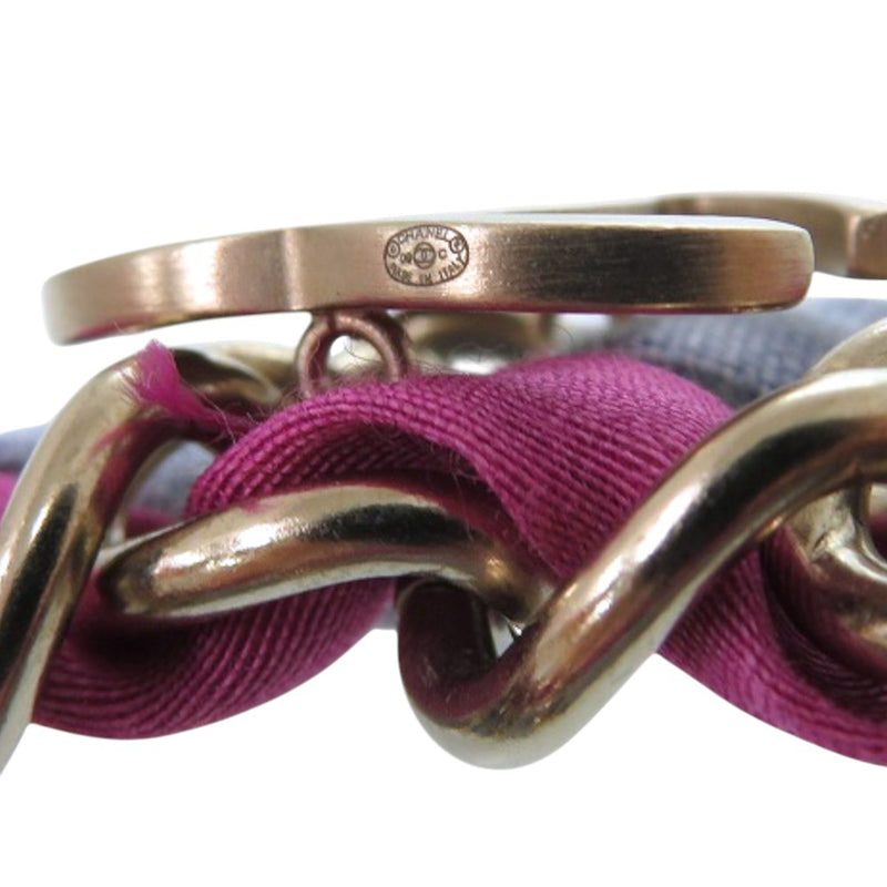 CC Brass and Fabric Woven Double Bracelet - Image 5