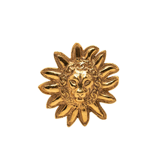 CC Gold Plated Lion Head Sun Brooch - Image 1