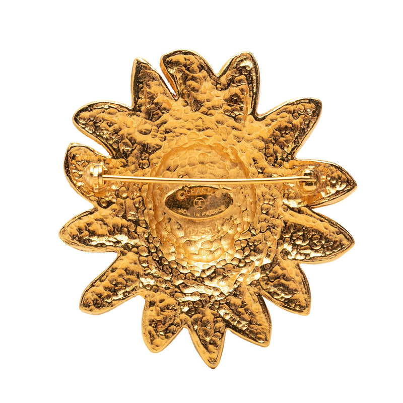 CC Gold Plated Lion Head Sun Brooch - Image 2