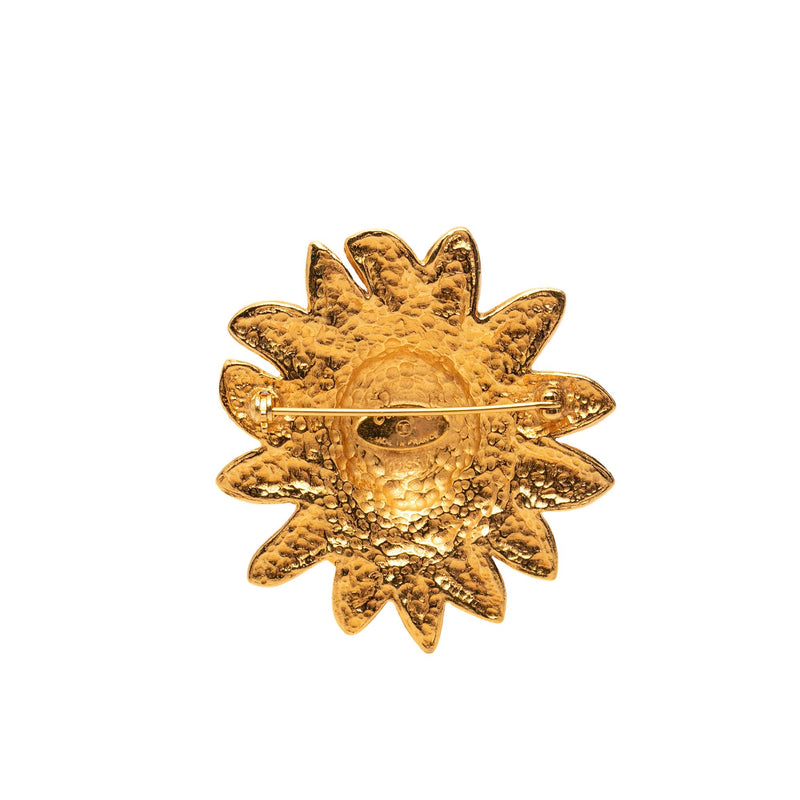 CC Gold Plated Lion Head Sun Brooch - Image 3