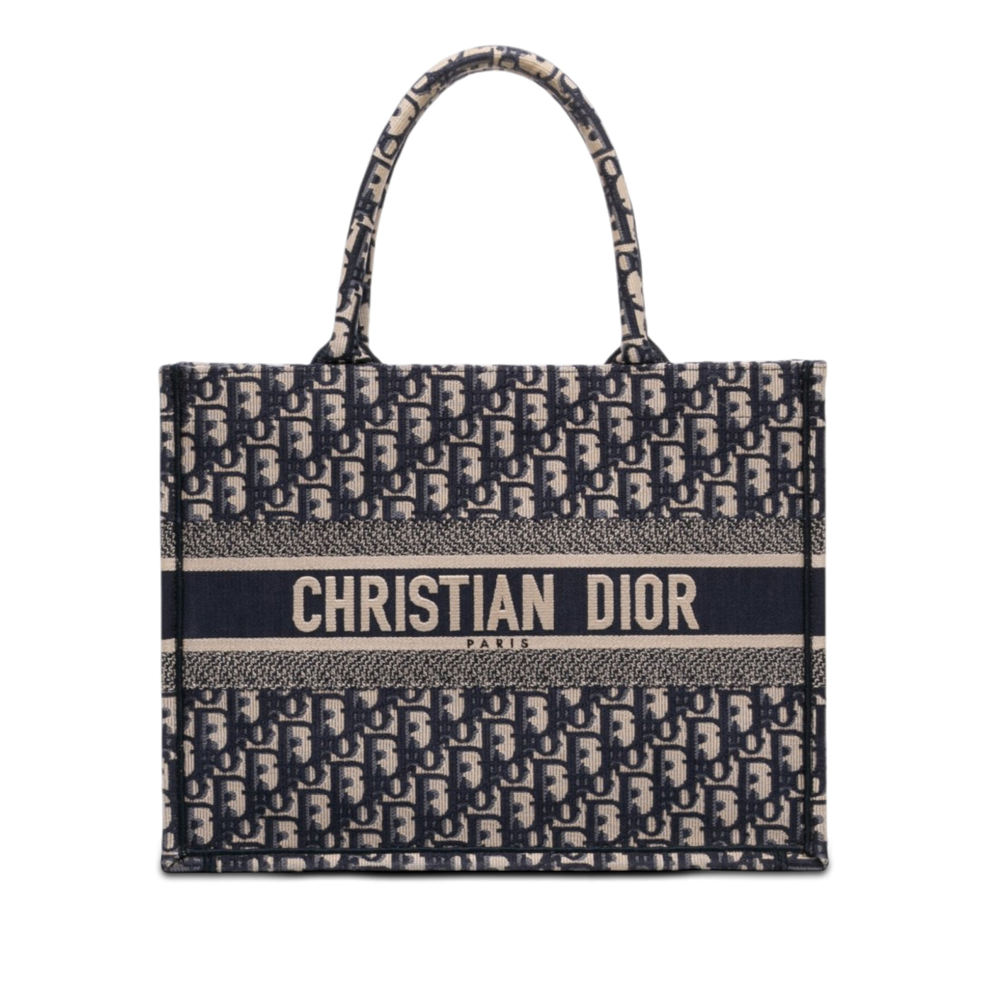 Medium Oblique Embroidered Canvas Book Tote - Image 1