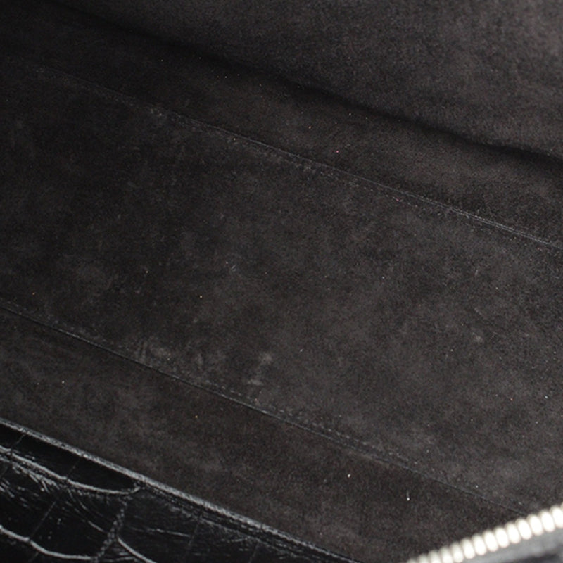 Medium Croc Embossed Calfskin Cabas Rive Gauche Satchel - Image 10