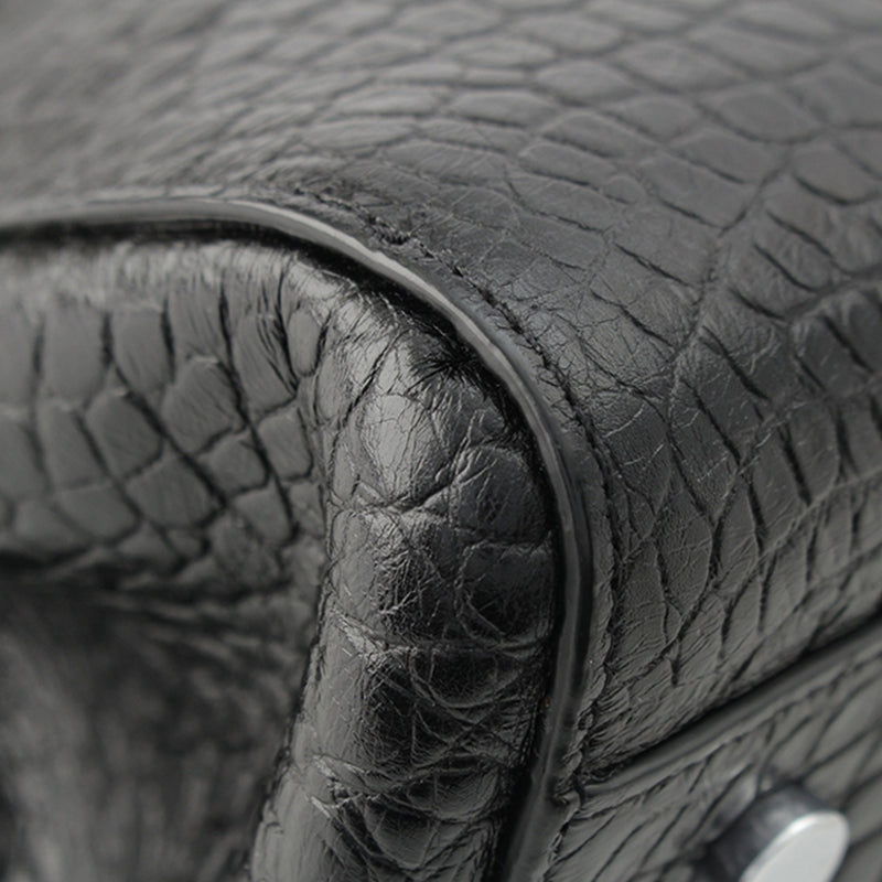 Medium Croc Embossed Calfskin Cabas Rive Gauche Satchel - Image 11