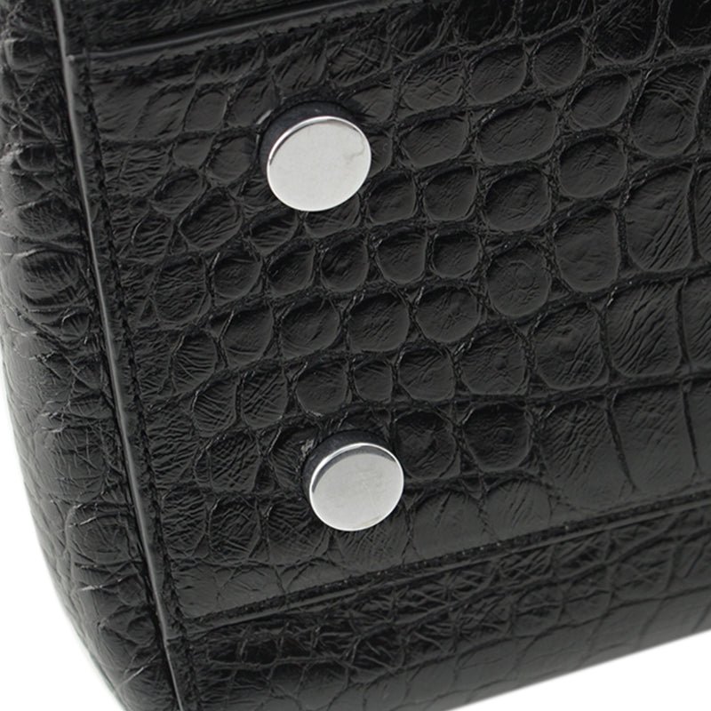 Medium Croc Embossed Calfskin Cabas Rive Gauche Satchel - Image 12