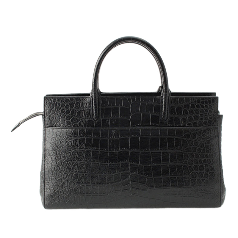 Medium Croc Embossed Calfskin Cabas Rive Gauche Satchel - Image 2