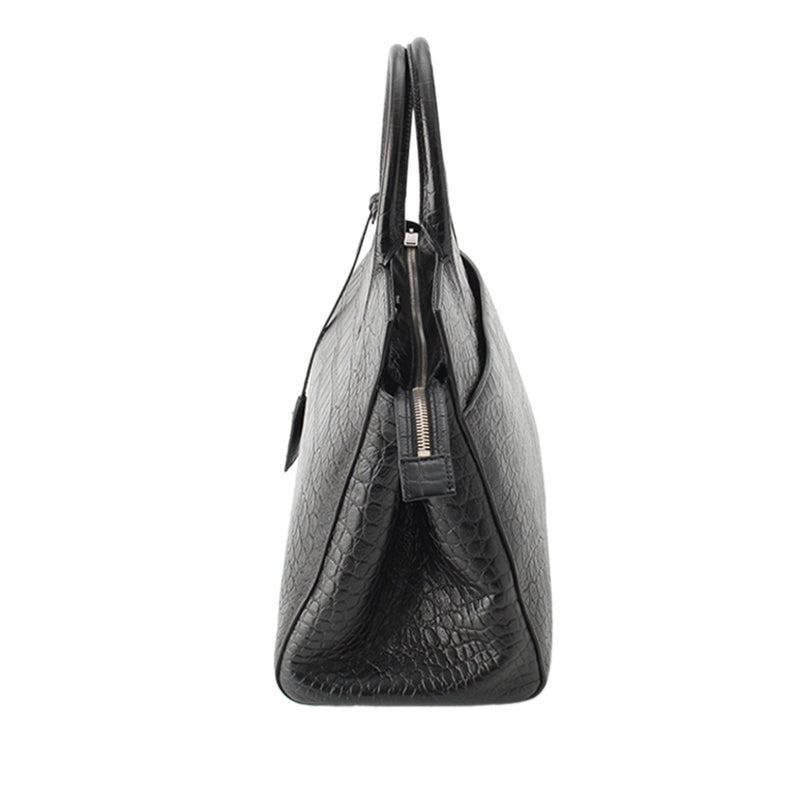 Medium Croc Embossed Calfskin Cabas Rive Gauche Satchel - Image 4