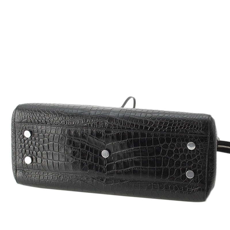 Medium Croc Embossed Calfskin Cabas Rive Gauche Satchel - Image 5
