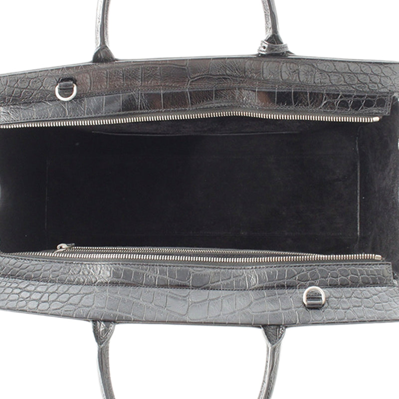 Medium Croc Embossed Calfskin Cabas Rive Gauche Satchel - Image 6