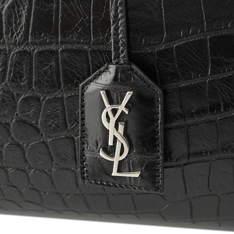 Medium Croc Embossed Calfskin Cabas Rive Gauche Satchel - Image 8