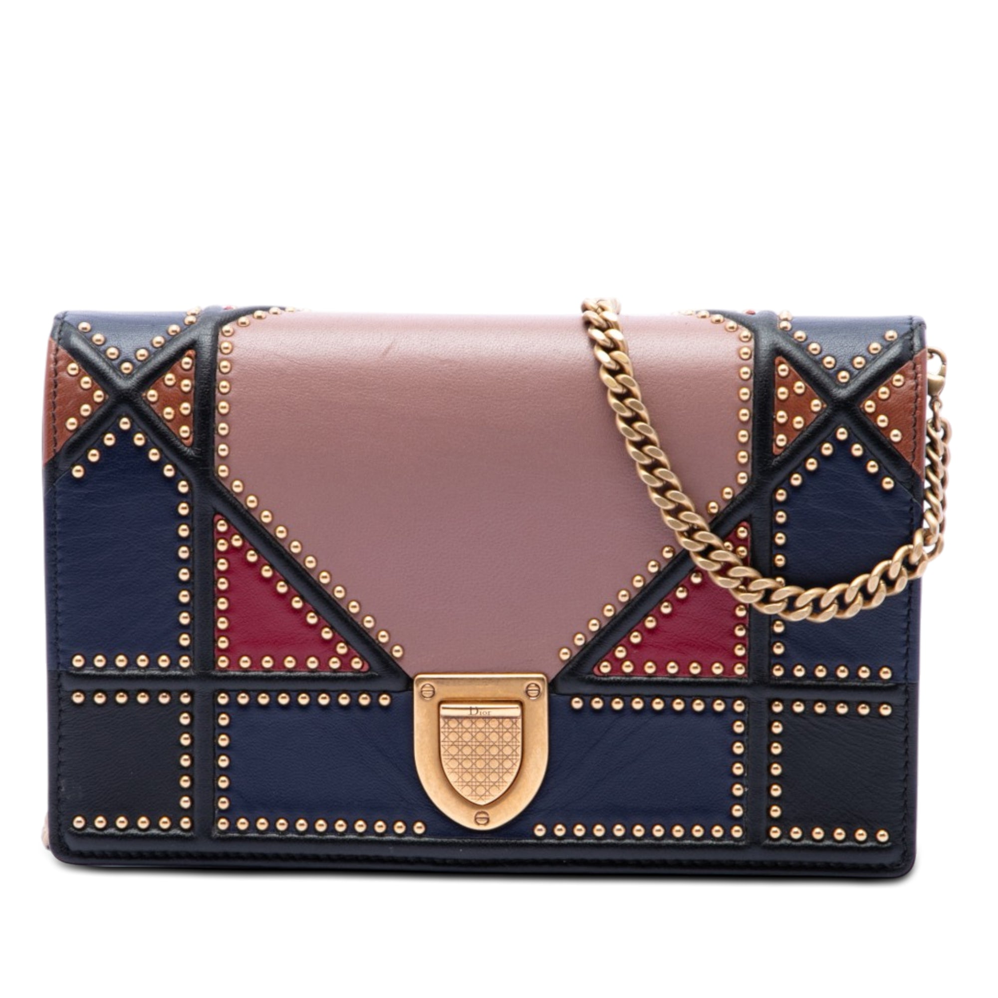 Small Multicolore Studded Lambskin Diorama Flap - Image 1