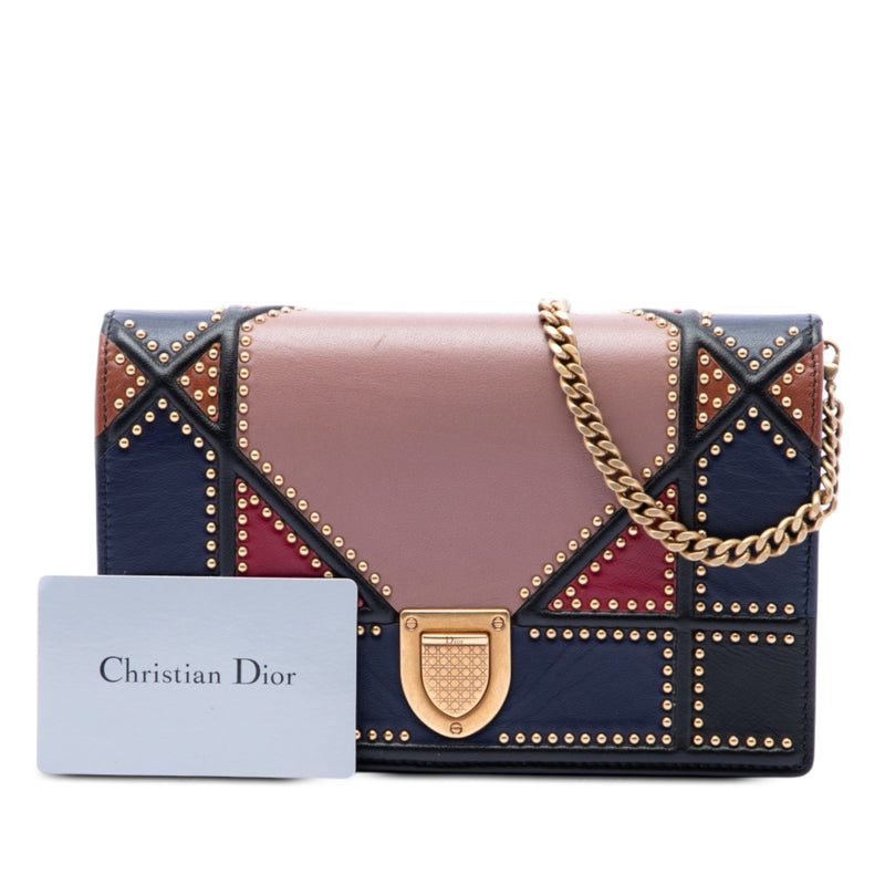 Small Multicolore Studded Lambskin Diorama Flap - Image 7