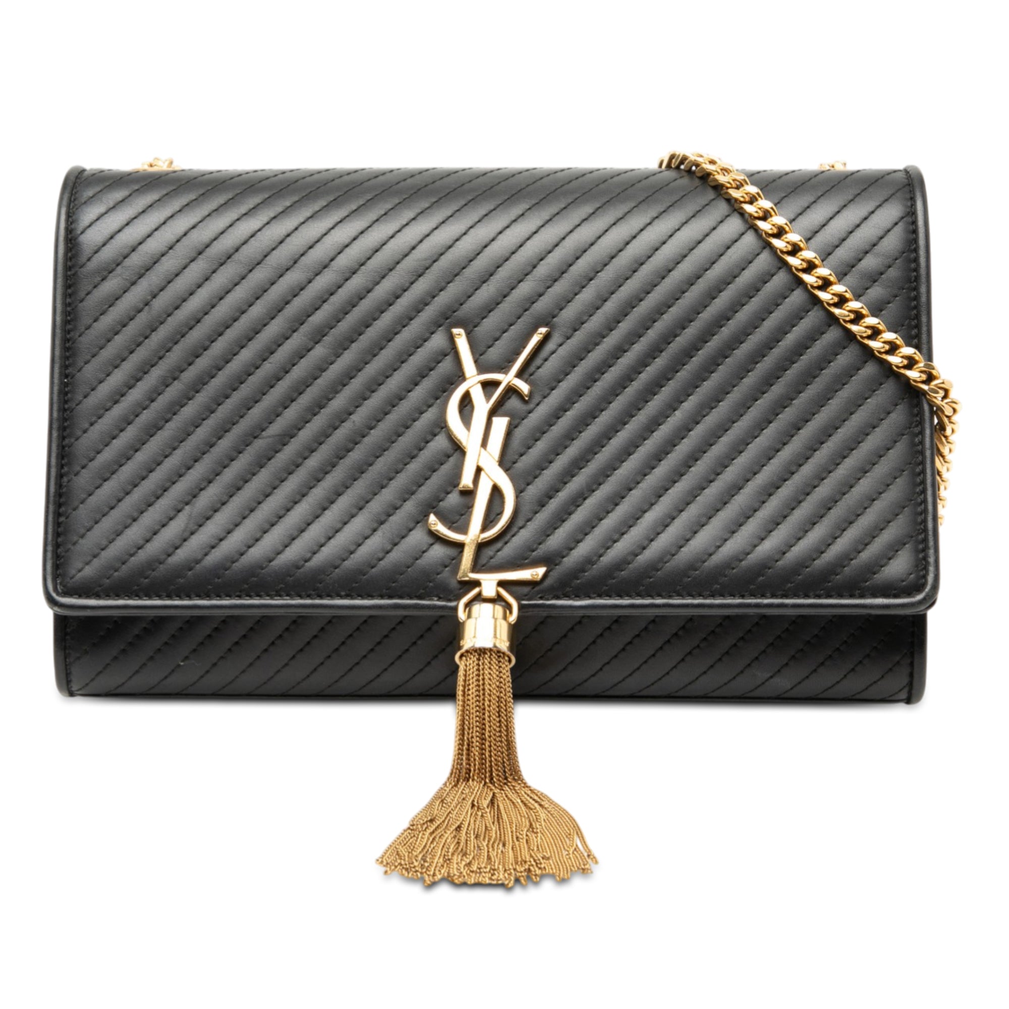 Medium Diagonal Quilted Calfskin Monogram Kate Tassel Crossbody - Image 1