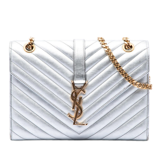 Medium Chevron Metallic Calfskin Monogram Envelope Bag - Image 1