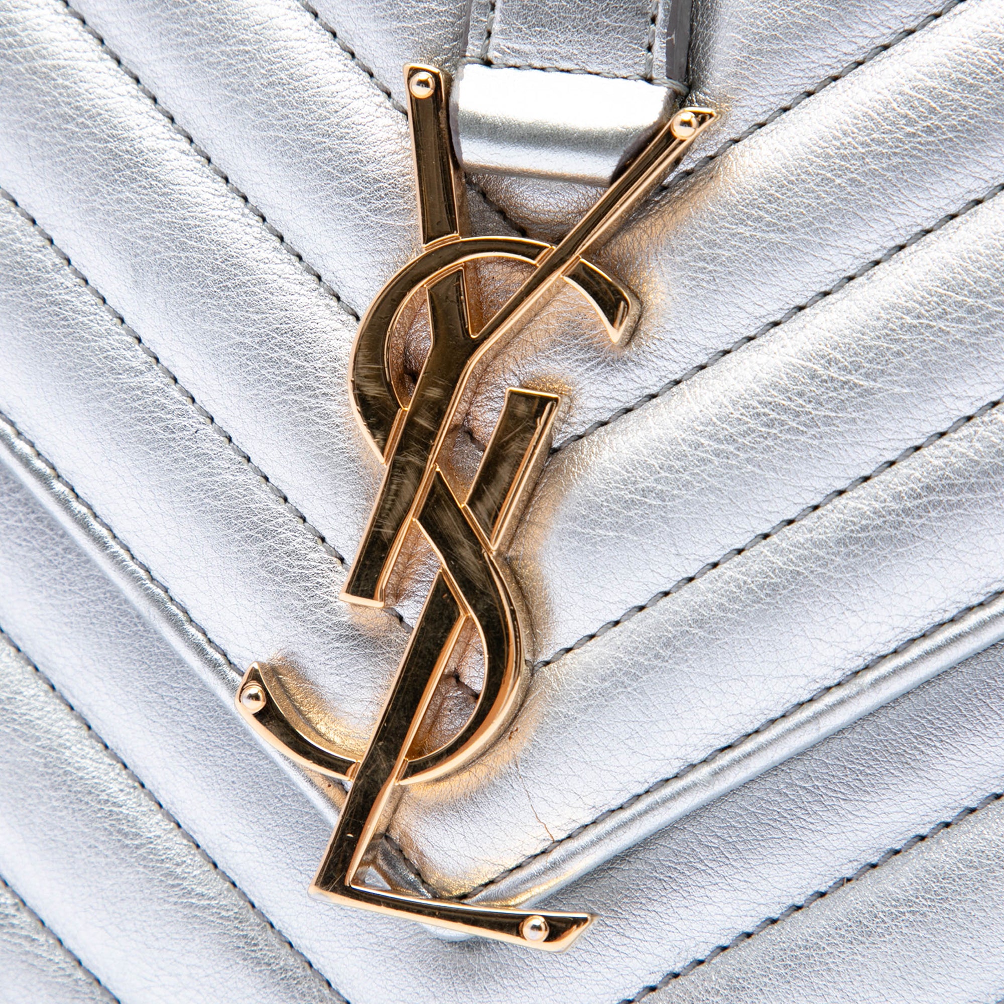 Medium Chevron Metallic Calfskin Monogram Envelope Bag - Image 5