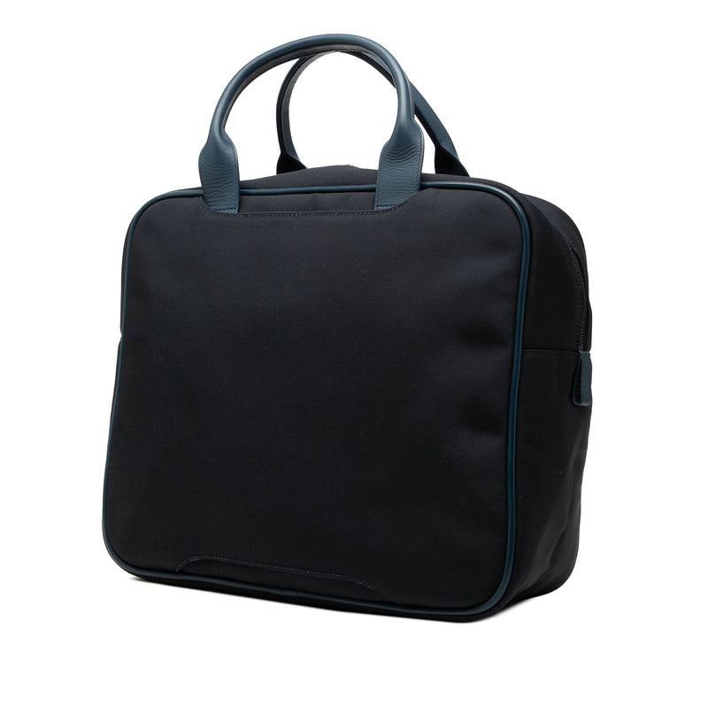 Bicolor Nappa Intrecciato Trimmed Canvas Business Bag - Image 2