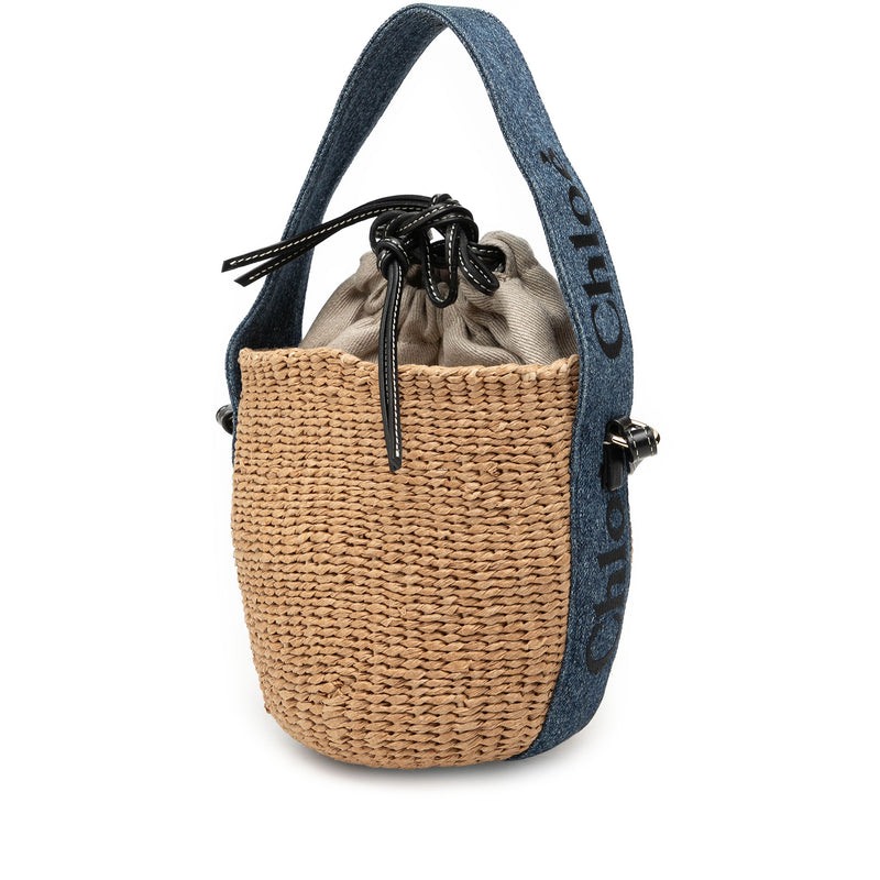 Small Raffia Woody Basket Bucket Bag - Image 2
