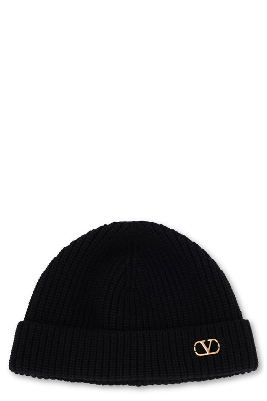 Valentino Garavani Yhb02gatz Cashmere Knit Beanie — Black Winter Hats