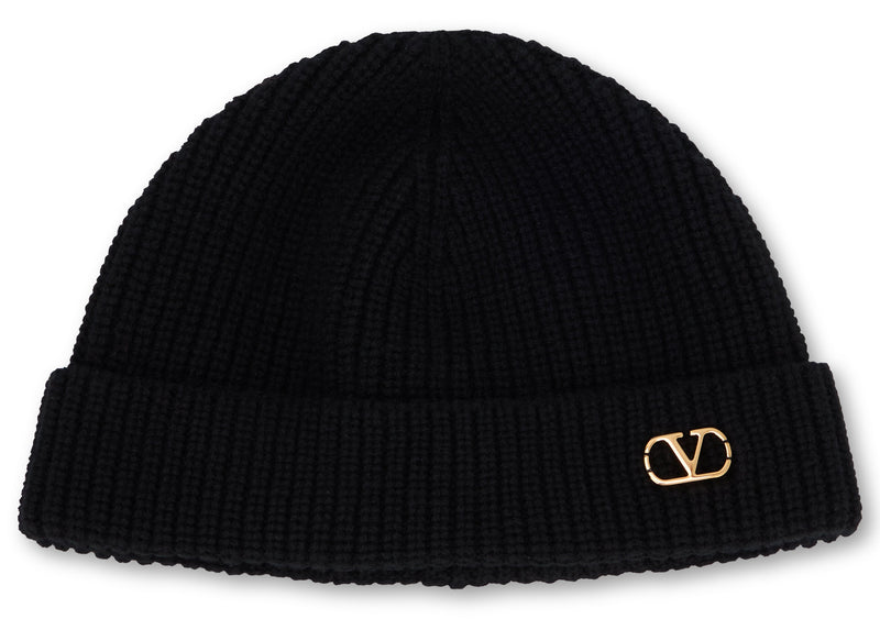 Valentino Garavani Yhb02gatz Cashmere Knit Beanie — Black Winter Hats