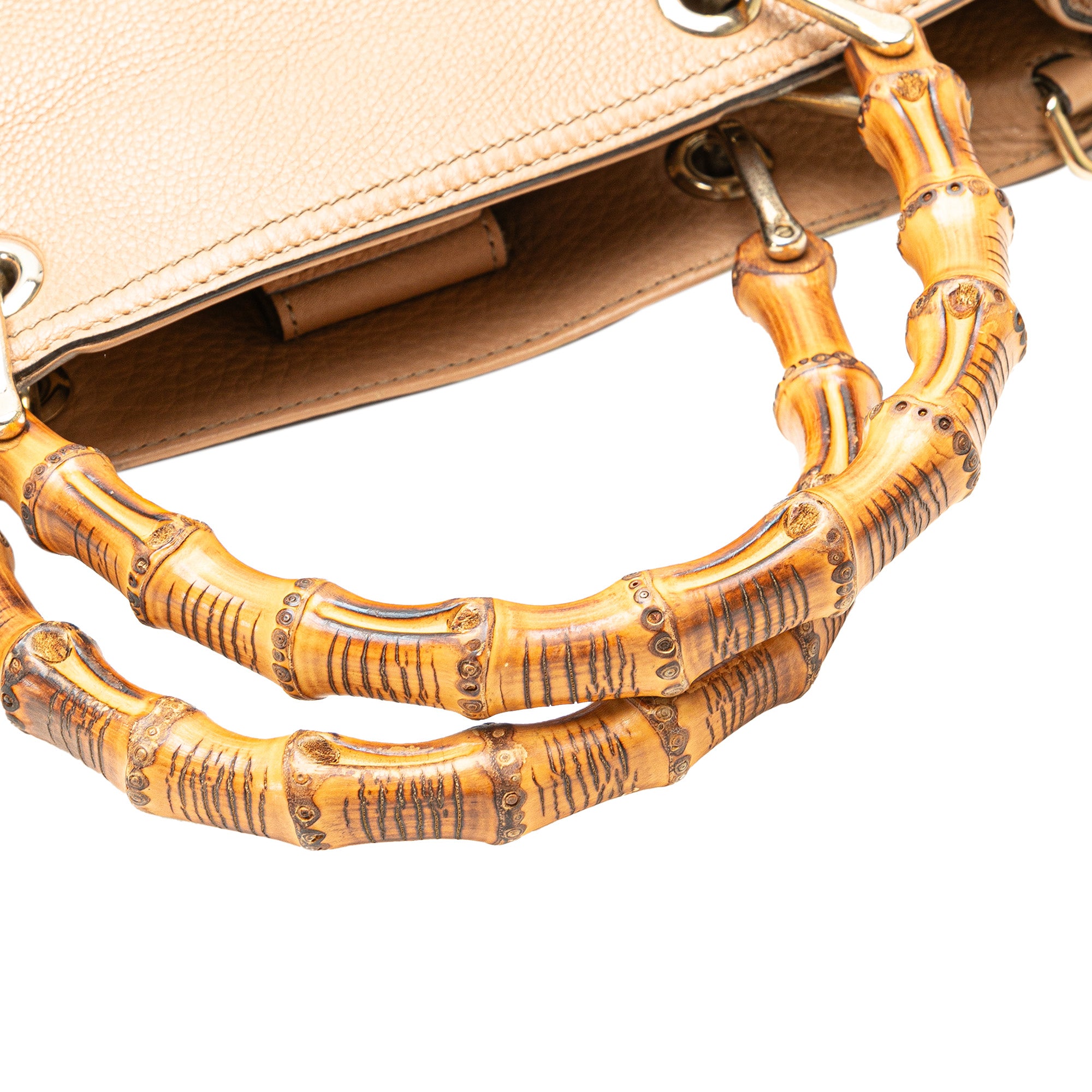 Medium Calfskin Bamboo Shopper Satchel - Image 10