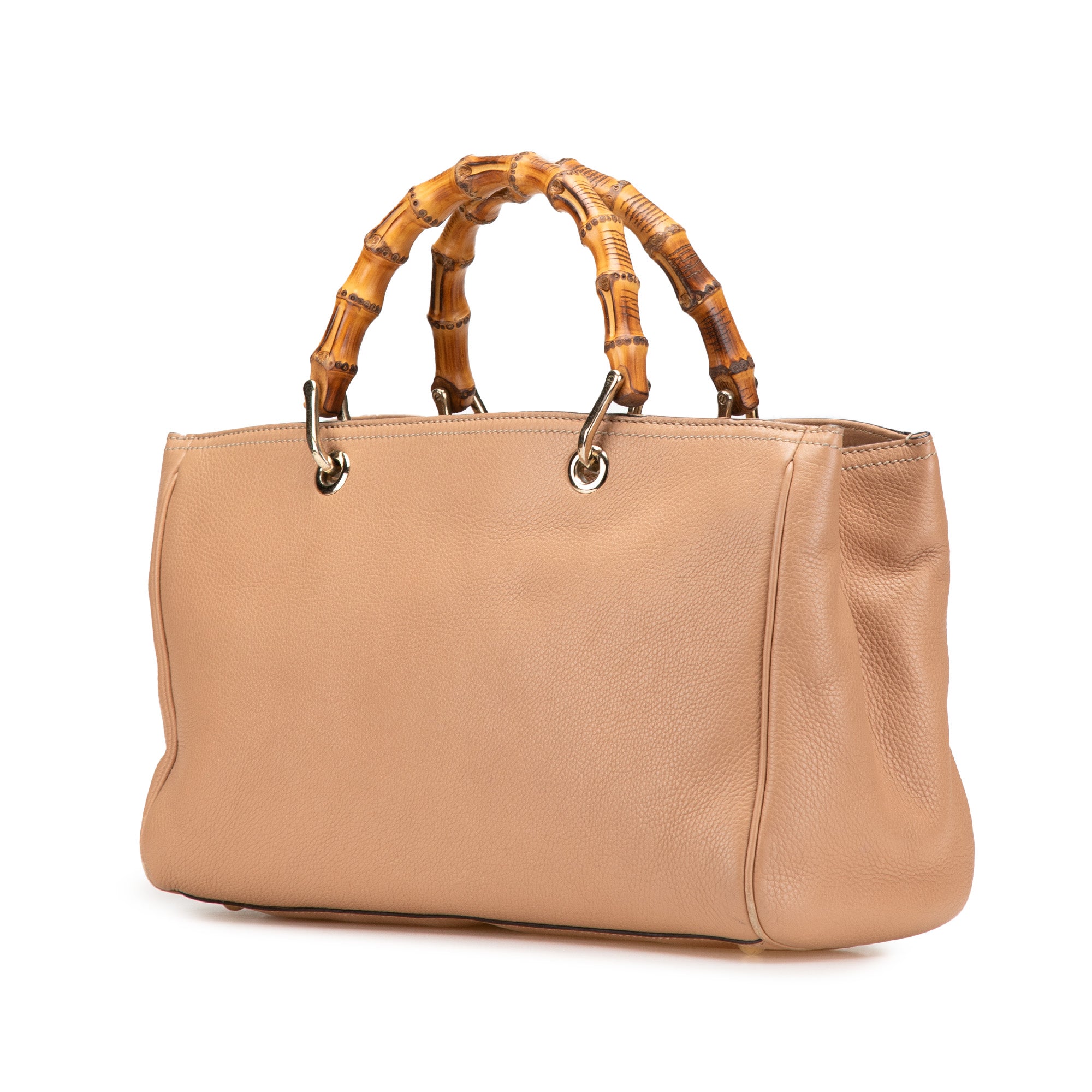 Medium Calfskin Bamboo Shopper Satchel - Image 2