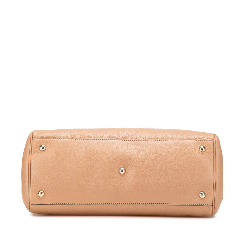 Medium Calfskin Bamboo Shopper Satchel - Image 3
