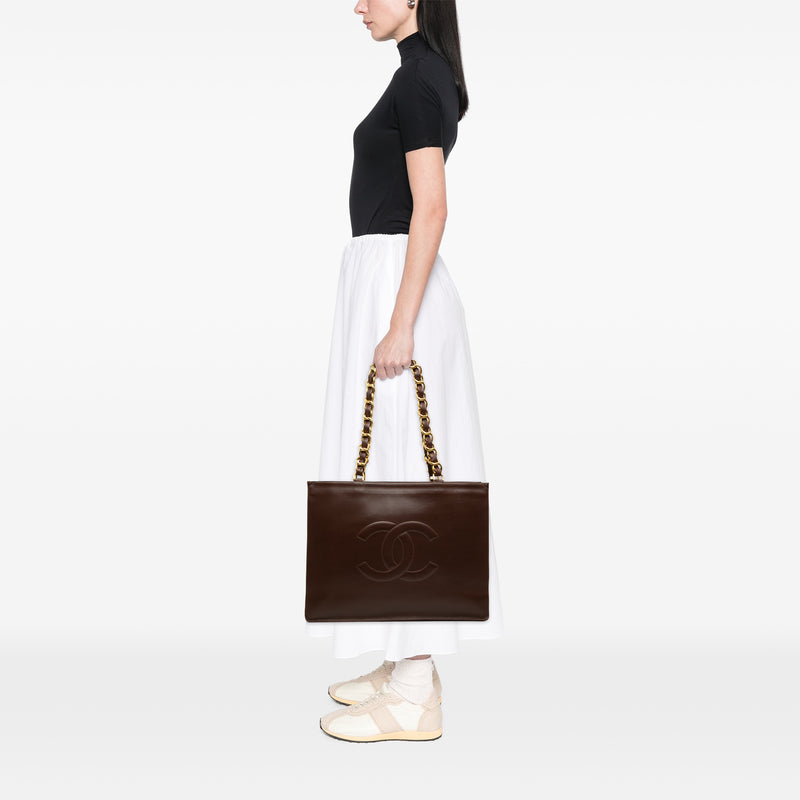 CC Lambskin Chain Tote - Image 8