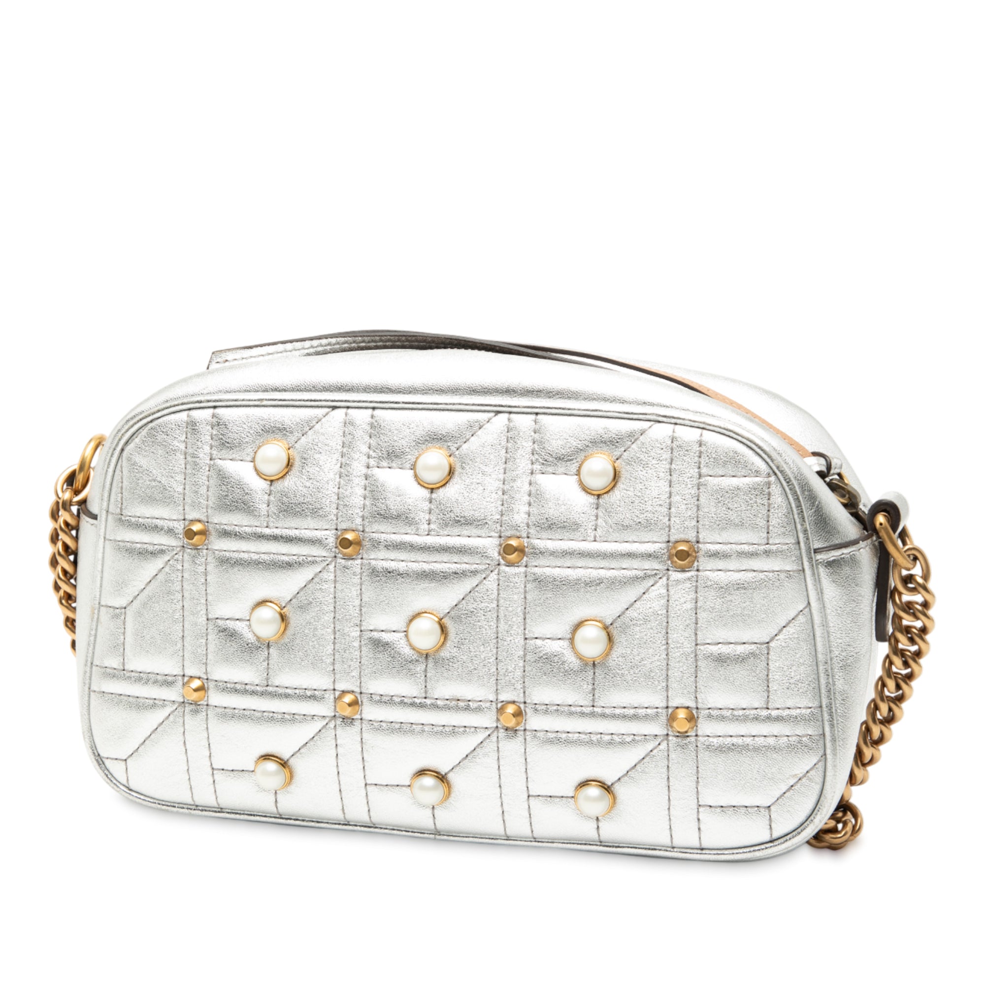 Small GG Marmont Pearl Studded Matelasse Leather Aria Crossbody - Image 2