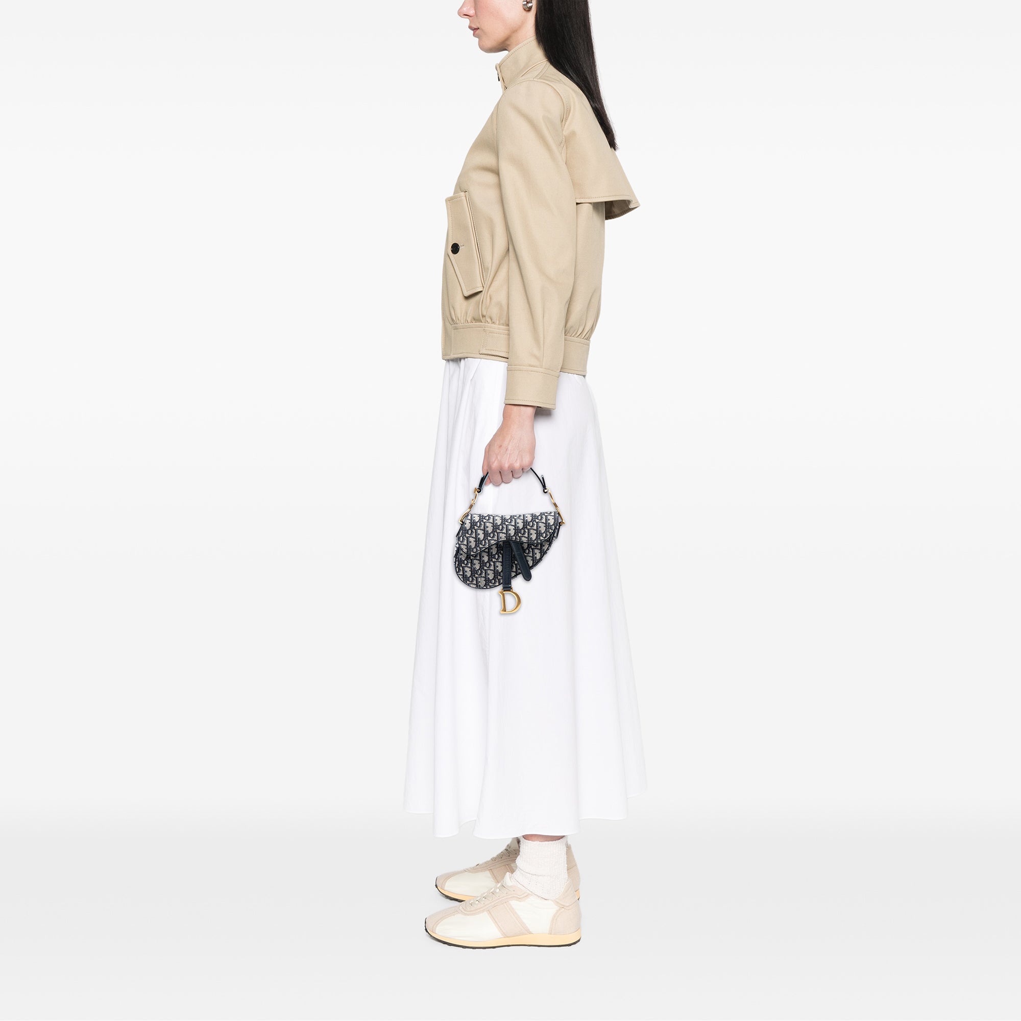 Mini Oblique Canvas Saddle Bag - Image 7