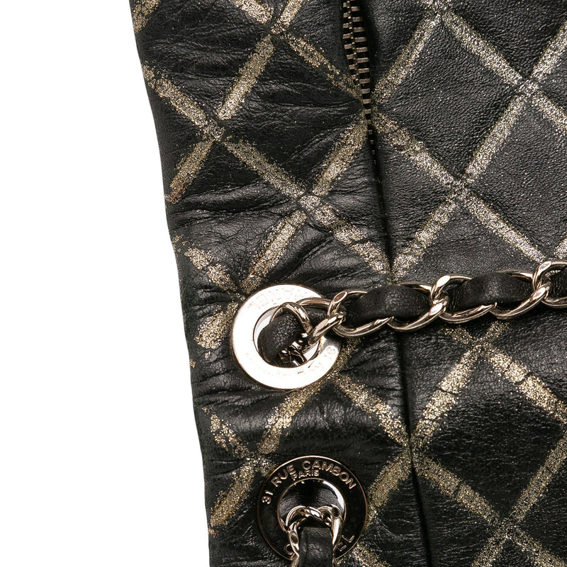 Quilted Metallic Distressed Lambskin CC Crystal Flap - Image 10