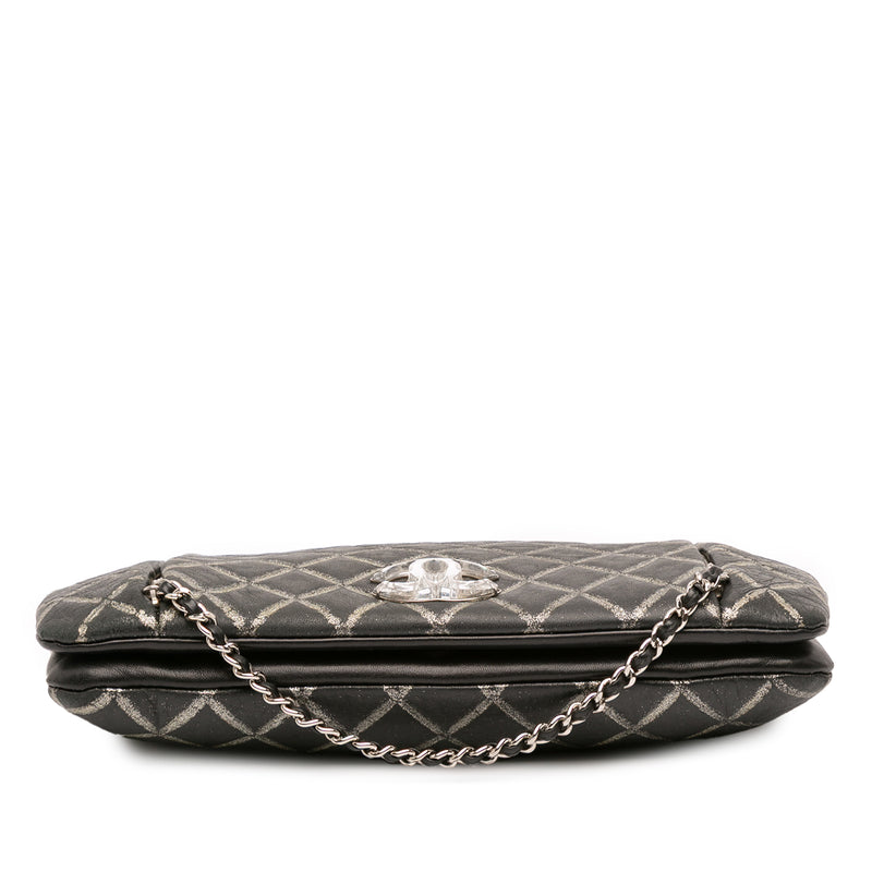 Quilted Metallic Distressed Lambskin CC Crystal Flap - Image 3