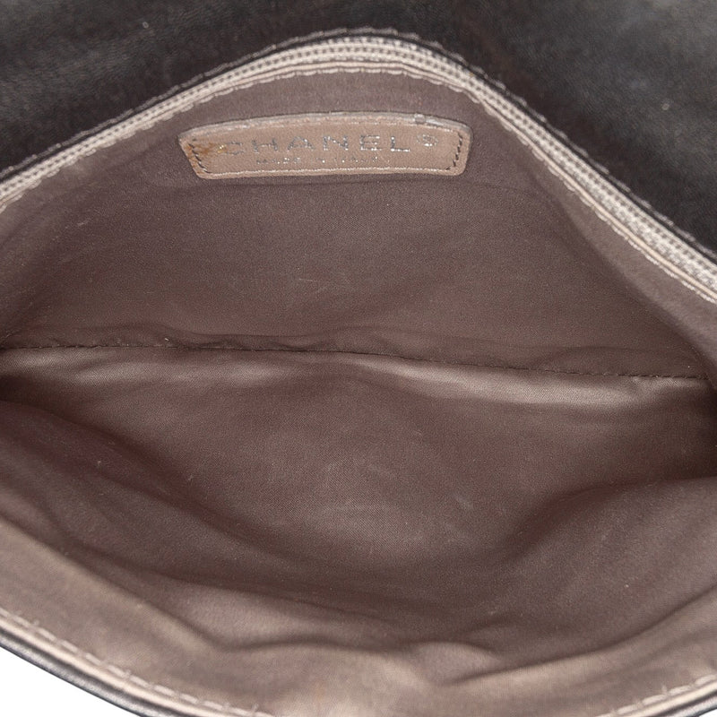 Quilted Metallic Distressed Lambskin CC Crystal Flap - Image 4