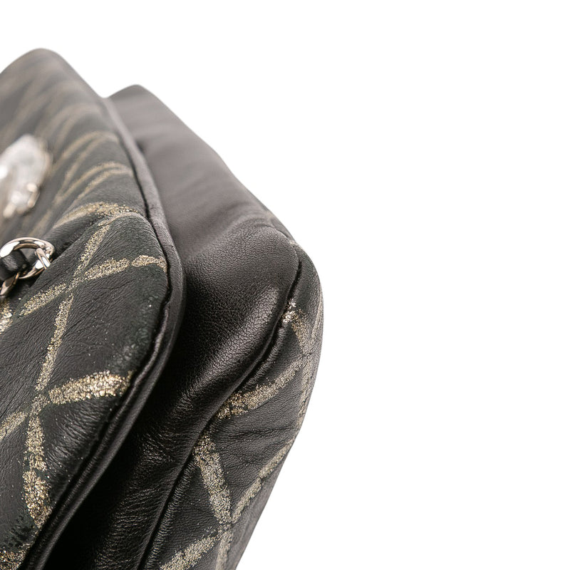 Quilted Metallic Distressed Lambskin CC Crystal Flap - Image 9