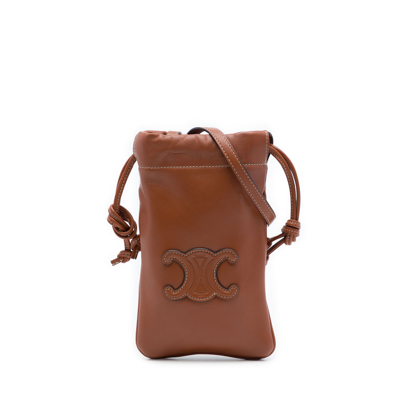 Smooth Calfskin Cuir Triomphe Drawstring Phone Holder Crossbody - Image 1