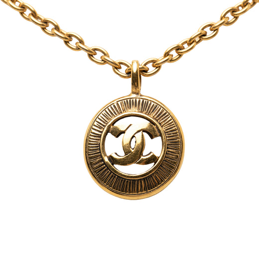 CC Gold Plated Sunburst Medallion Pendant Necklace - Image 1