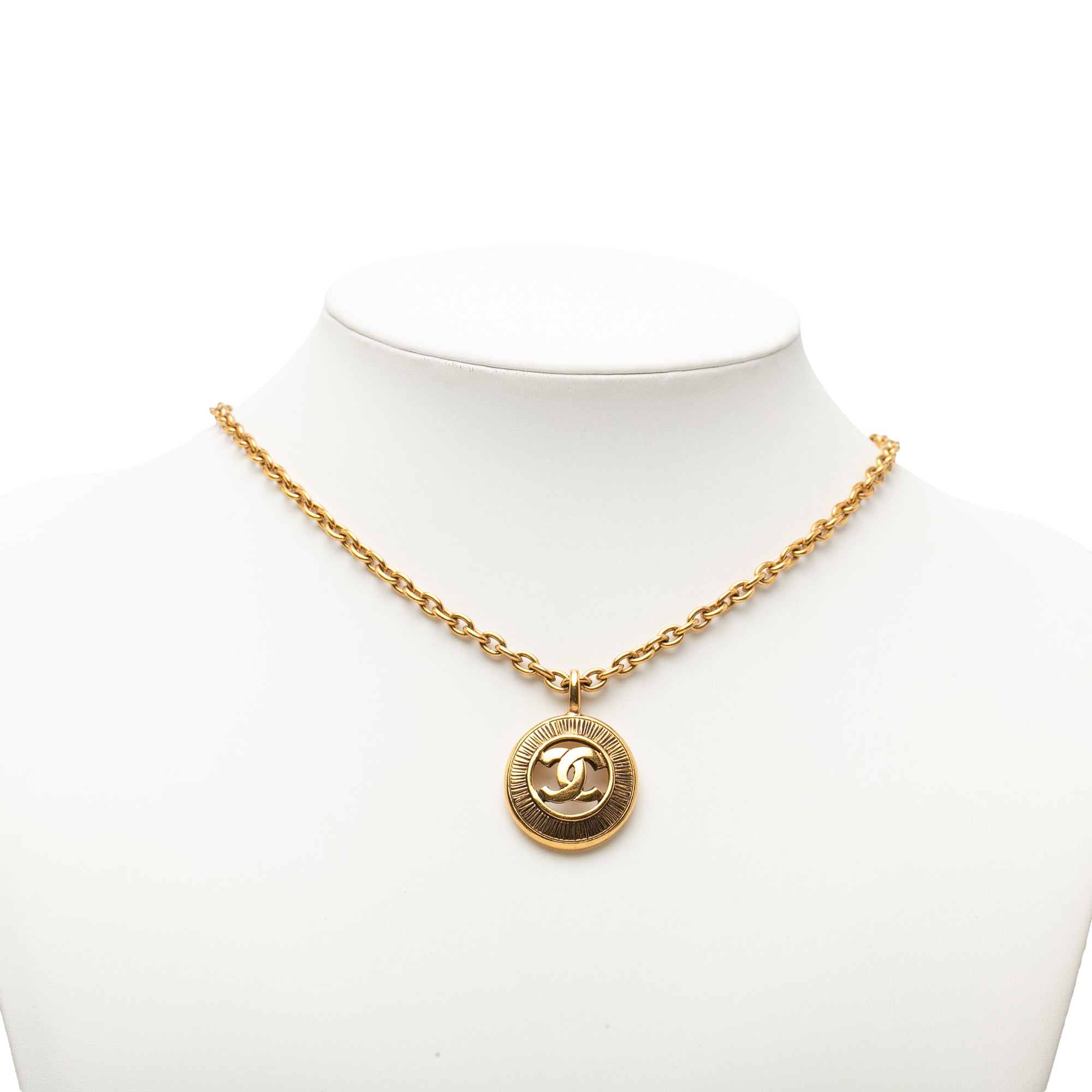 CC Gold Plated Sunburst Medallion Pendant Necklace - Image 7