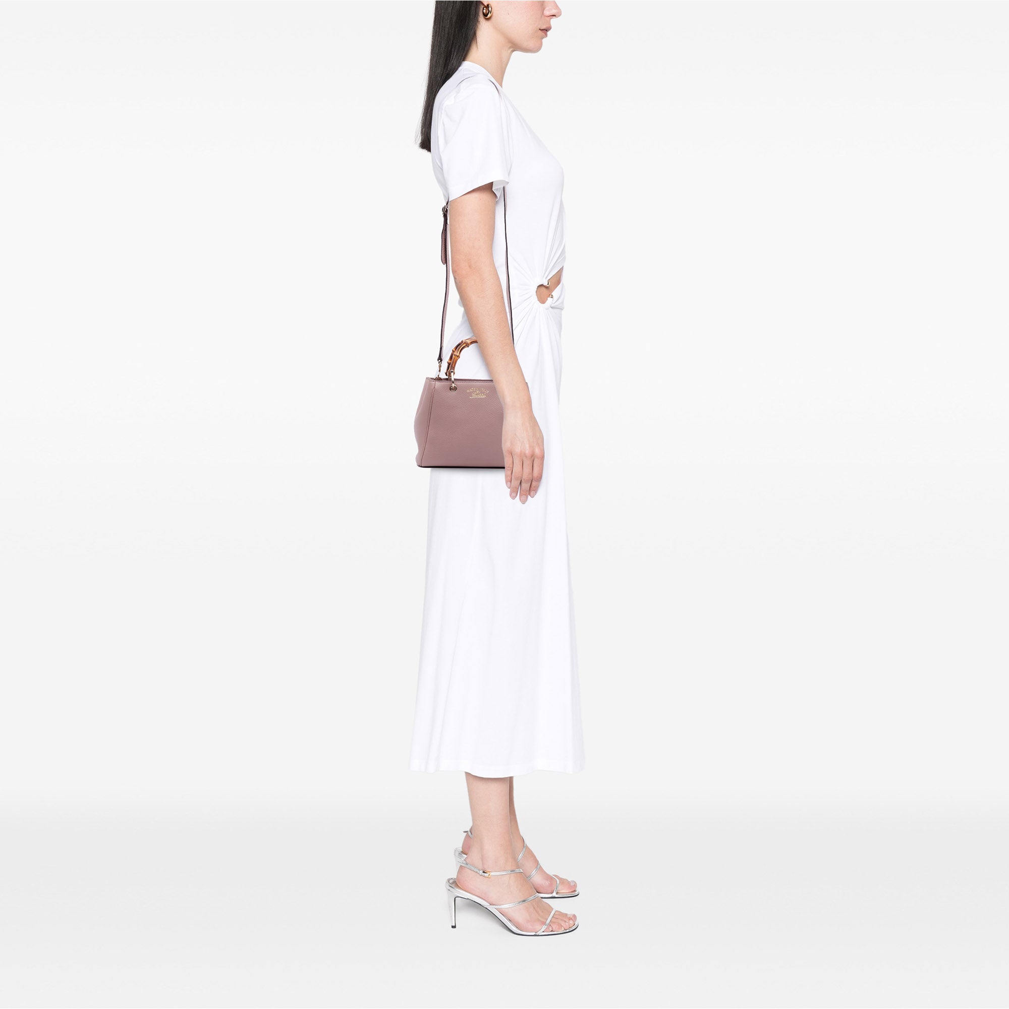 Mini Calfskin Bamboo Shopper Satchel - Image 10