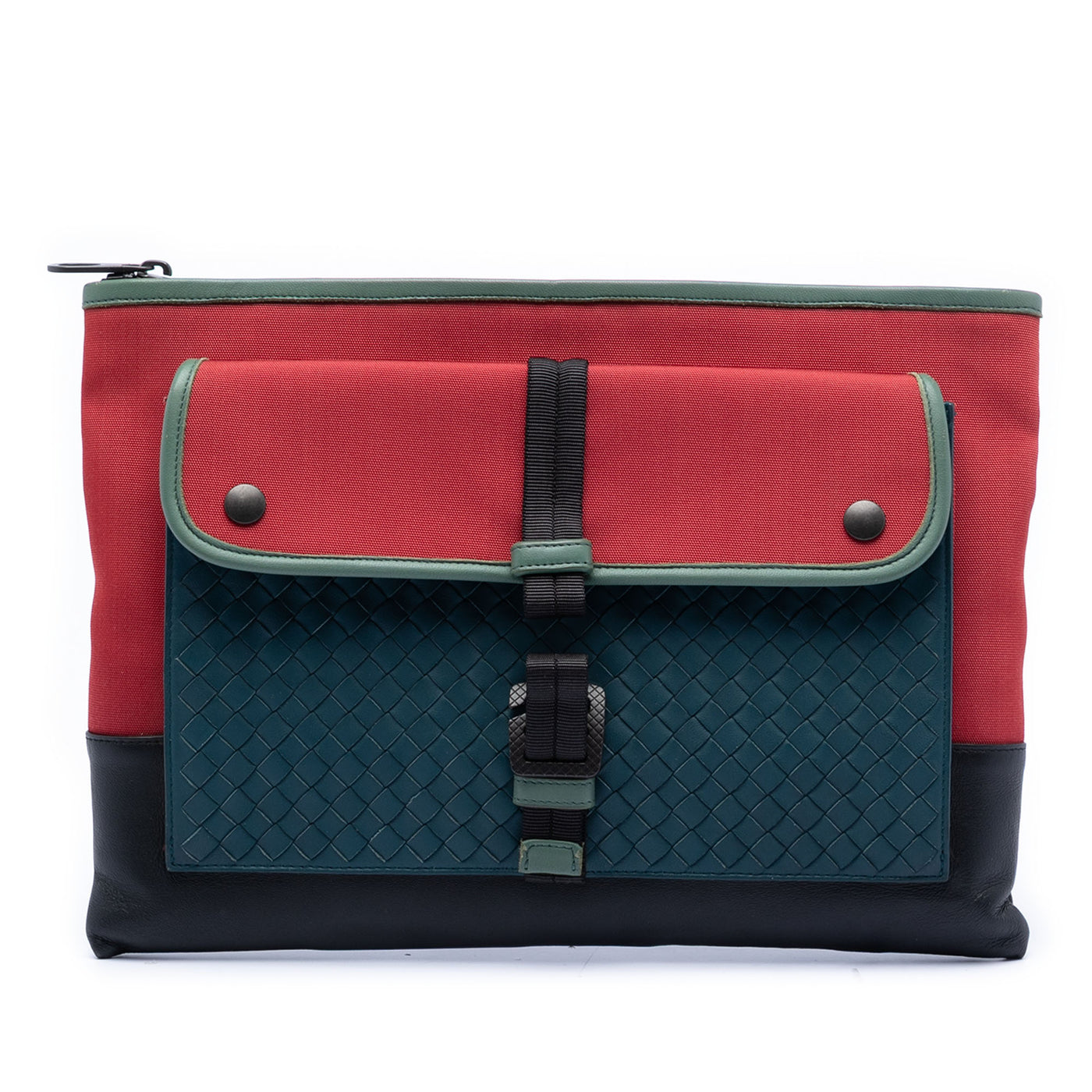 Canvas and Nappa Intrecciato Clutch - Image 1